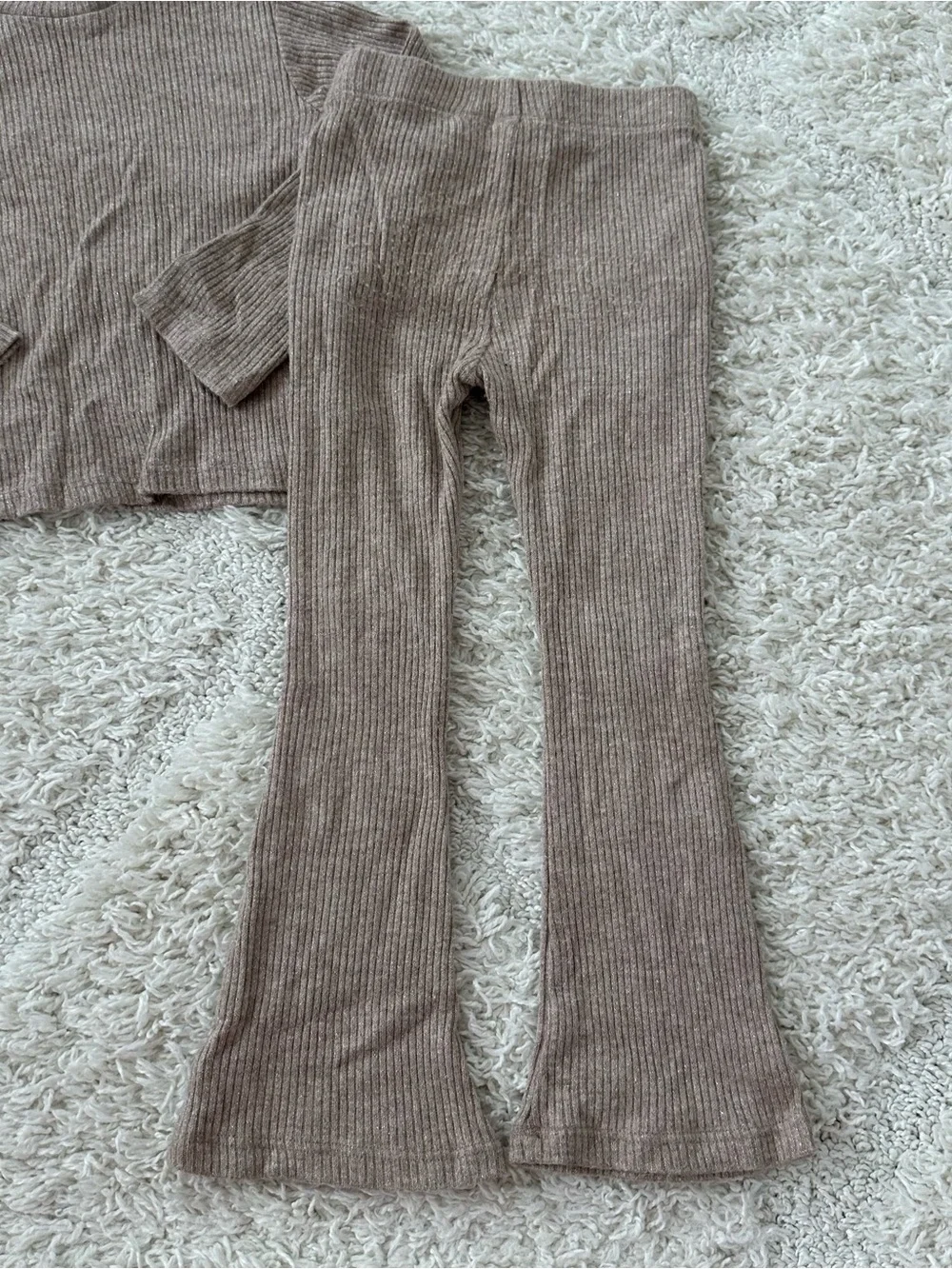 Zara Brown Ribbed Sparkle Set